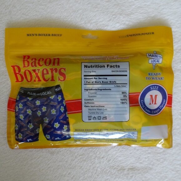 Bacon Theme Men's Boxer Briefs Size M Funny Underwear Gift Size 32 - 34 - Picture 7 of 10